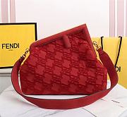 Kitlife Fendi First Medium Red suede bag ­- 8BP127 - 32.5x15x23.5cm - 1