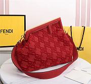 Kitlife Fendi First Medium Red suede bag ­- 8BP127 - 32.5x15x23.5cm - 6