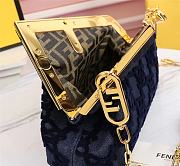 Kitlife Fendi First Small Blue denim suede bag ­- 8BP127 - 26x9.5 x18 - 4