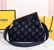 Kitlife Fendi First Medium Blue denim suede bag ­- 8BP127 - 32.5x15x23.5cm - 1