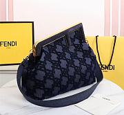 Kitlife Fendi First Medium Blue denim suede bag ­- 8BP127 - 32.5x15x23.5cm - 6