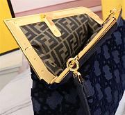 Kitlife Fendi First Medium Blue denim suede bag ­- 8BP127 - 32.5x15x23.5cm - 3