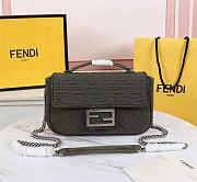 Kitlife Fendi MIDI BAGUETTE CHAIN Green FF fabric bag ­- 8BR793 - 24×6×13cm - 1