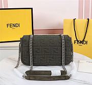 Kitlife Fendi MIDI BAGUETTE CHAIN Green FF fabric bag ­- 8BR793 - 24×6×13cm - 2