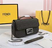 Kitlife Fendi MIDI BAGUETTE CHAIN Green FF fabric bag ­- 8BR793 - 24×6×13cm - 5