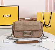 Kitlife Fendi MIDI BAGUETTE CHAIN Beige FF fabric bag ­- 8BR793 - 24×6×13cm - 1