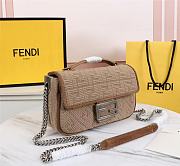 Kitlife Fendi MIDI BAGUETTE CHAIN Beige FF fabric bag ­- 8BR793 - 24×6×13cm - 5