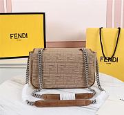 Kitlife Fendi MIDI BAGUETTE CHAIN Beige FF fabric bag ­- 8BR793 - 24×6×13cm - 4