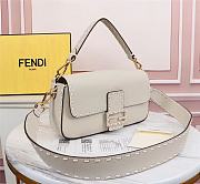 Kitlife Fendi BAGUETTE White full grain leather bag ­- 8BR600 - 28x6x13cm - 2