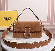 Kitlife Fendi BAGUETTE brown suede leather bag  - 27×6×15cm - 1