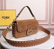 Kitlife Fendi BAGUETTE brown suede leather bag  - 27×6×15cm - 4