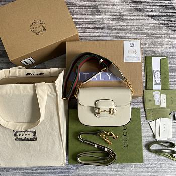 Kitlife Gucci Horsebit 1955 Mini Bag Full White Leather - 658574 - 20.5x14x5cm (With 2 straps)