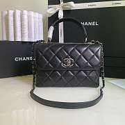 Kitlife Chanel Flap Bag With Top Handle Lambskin Black with Silver Hardware - 27 × 17 × 12 cm - 1