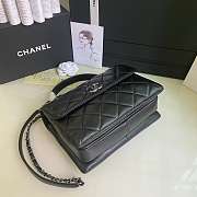 Kitlife Chanel Flap Bag With Top Handle Lambskin Black with Silver Hardware - 27 × 17 × 12 cm - 2