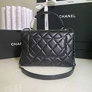 Kitlife Chanel Flap Bag With Top Handle Lambskin Black with Silver Hardware - 27 × 17 × 12 cm - 4