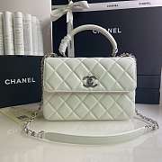 Kitlife Chanel Flap Bag With Top Handle Lambskin White with Silver Hardware - 27 × 17 × 12 cm - 1