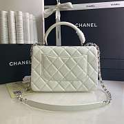 Kitlife Chanel Flap Bag With Top Handle Lambskin White with Silver Hardware - 27 × 17 × 12 cm - 5