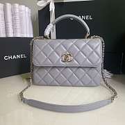 Kitlife Chanel Flap Bag With Top Handle Lambskin Grey with Gold Hardware - 27 × 17 × 12 cm - 1