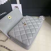 Kitlife Chanel Flap Bag With Top Handle Lambskin Grey with Gold Hardware - 27 × 17 × 12 cm - 3