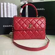 Kitlife Chanel Flap Bag With Top Handle Lambskin Red with Gold Hardware - 27 × 17 × 12 cm - 1