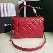 Kitlife Chanel Flap Bag With Top Handle Lambskin Red with Gold Hardware - 27 × 17 × 12 cm - 2