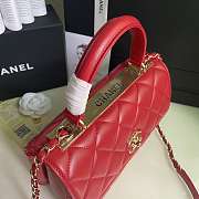 Kitlife Chanel Flap Bag With Top Handle Lambskin Red with Gold Hardware - 27 × 17 × 12 cm - 5