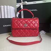 Kitlife Chanel Flap Bag With Top Handle Lambskin Red with Silver Hardware - 27 × 17 × 12 cm - 1