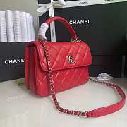 Kitlife Chanel Flap Bag With Top Handle Lambskin Red with Silver Hardware - 27 × 17 × 12 cm - 4