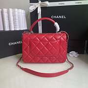 Kitlife Chanel Flap Bag With Top Handle Lambskin Red with Silver Hardware - 27 × 17 × 12 cm - 6