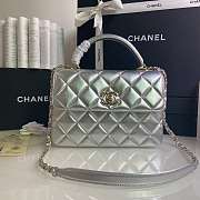 Kitlife Chanel Flap Bag With Top Handle Lambskin Silver with Gold Hardware - 27 × 17 × 12 cm - 1