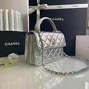 Kitlife Chanel Flap Bag With Top Handle Lambskin Silver with Gold Hardware - 27 × 17 × 12 cm - 5