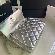 Kitlife Chanel Flap Bag With Top Handle Lambskin Silver with Gold Hardware - 27 × 17 × 12 cm - 3