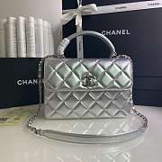 Kitlife Chanel Flap Bag With Top Handle Lambskin Silver with Silver Hardware - 27 × 17 × 12 cm - 1