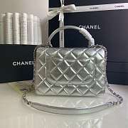 Kitlife Chanel Flap Bag With Top Handle Lambskin Silver with Silver Hardware - 27 × 17 × 12 cm - 2