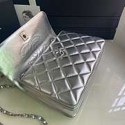 Kitlife Chanel Flap Bag With Top Handle Lambskin Silver with Silver Hardware - 27 × 17 × 12 cm - 3