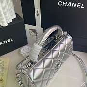 Kitlife Chanel Flap Bag With Top Handle Lambskin Silver with Silver Hardware - 27 × 17 × 12 cm - 5