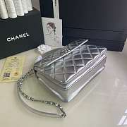 Kitlife Chanel Flap Bag With Top Handle Lambskin Silver with Silver Hardware - 27 × 17 × 12 cm - 6