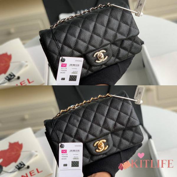 Kitlife Chanel Classic Flap Bag Caviar Black In Silver/Gold Hardware - 20cm - 1