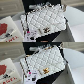 Kitlife Chanel Classic Flap Bag Caviar White In Silver/Gold Hardware - 20cm