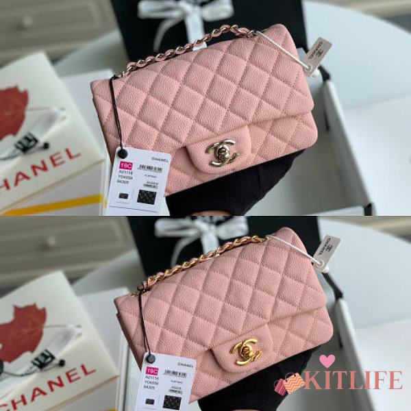 Kitlife Chanel Classic Flap Bag Caviar Pink In Silver/Gold Hardware - 20cm - 1