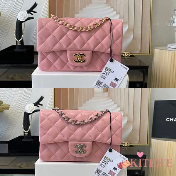 Kitlife Chanel Classic Flap Bag Lambskin Pink In Silver/Gold Hardware - 20cm - 1