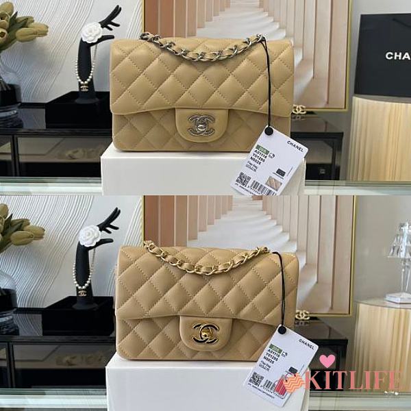 Kitlife Chanel Classic Flap Bag Lambskin Beige In Silver/Gold Hardware - 20cm - 1