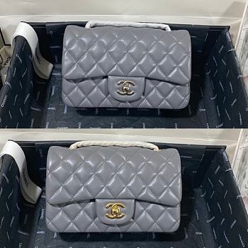 Kitlife Chanel Classic Flap Bag Lambskin Grey In Silver/Gold Hardware - 20cm