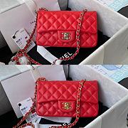 Kitlife Chanel Classic Flap Bag Lambskin Red In Silver/Gold Hardware - 20cm - 1