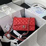 Kitlife Chanel Classic Flap Bag Lambskin Red In Silver/Gold Hardware - 20cm - 4