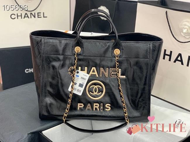 Kitlife Chanel Shopping Calfskin Black Bag - 66941#- 40X31X21CM - 1