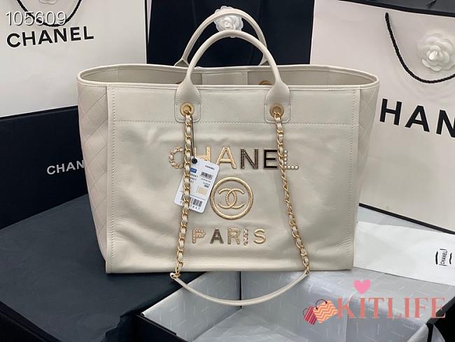 Kitlife Chanel Shopping Calfskin White Bag - 66941#- 40X31X21CM - 1