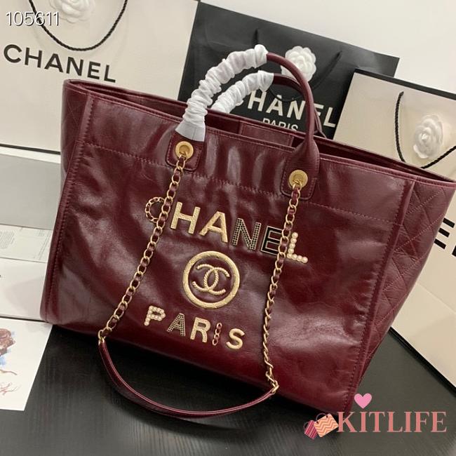 Kitlife Chanel Shopping Calfskin Red Bag - 66941#- 40X31X21CM - 1