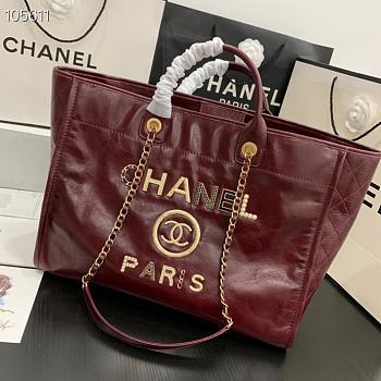 Kitlife Chanel Shopping Calfskin Red Bag - 66941#- 40X31X21CM