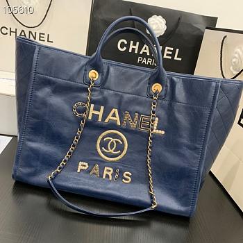 Kitlife Chanel Shopping Calfskin Blue Bag - 66941#- 40X31X21CM